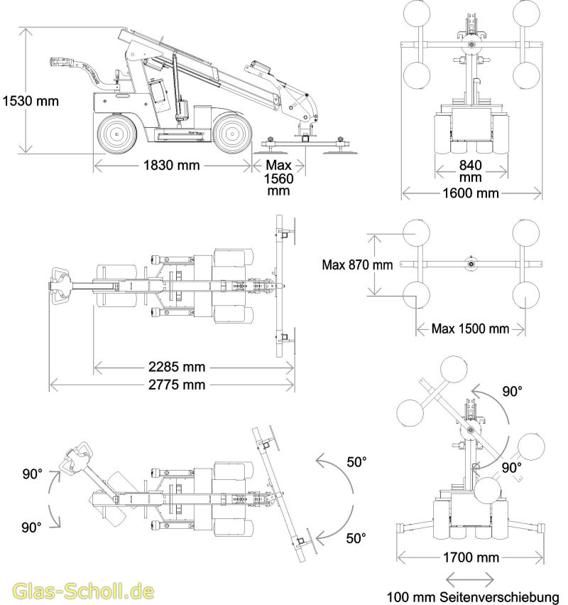 Glasreparatur mit Kraneinsatz Smartlifter SL608 HL RT von Glas Scholl