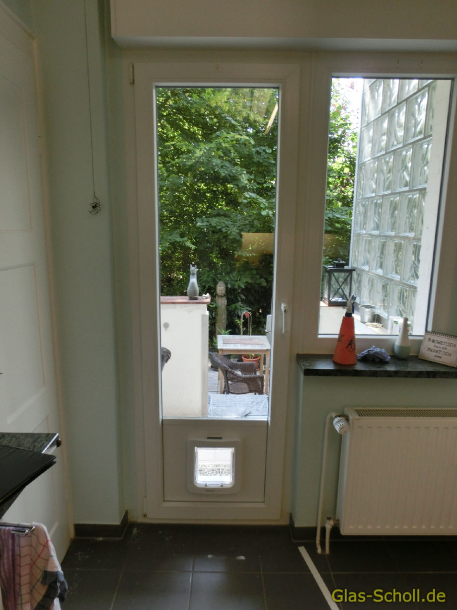 nachträglicher Katzenklappen Einbau in Isolierglas, Fenster, Türen, Balkonanlagen, Tierklappen, Hundeklappen von Glas Scholl