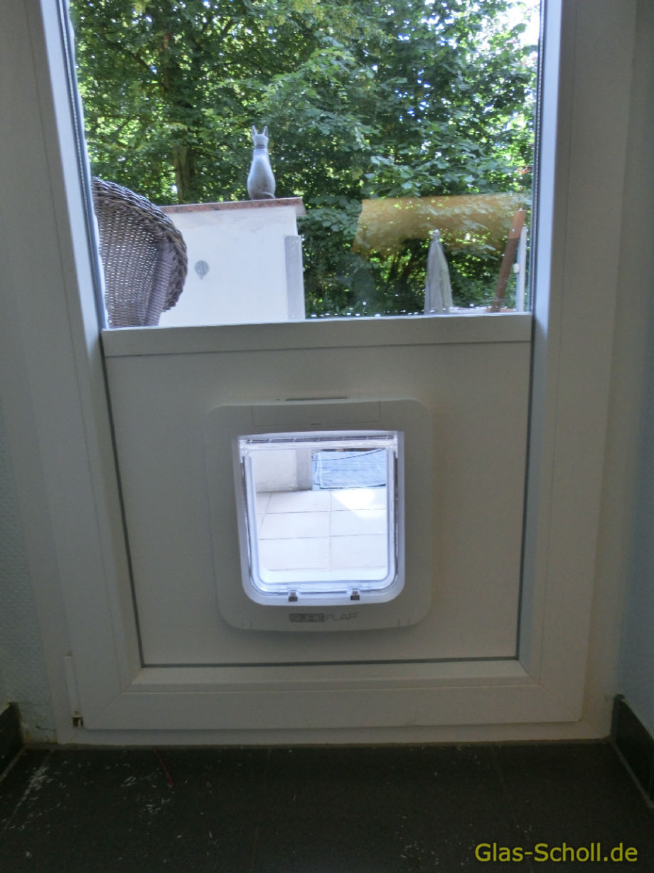 nachträglicher Katzenklappen Einbau in Isolierglas, Fenster, Türen, Balkonanlagen, Tierklappen, Hundeklappen von Glas Scholl