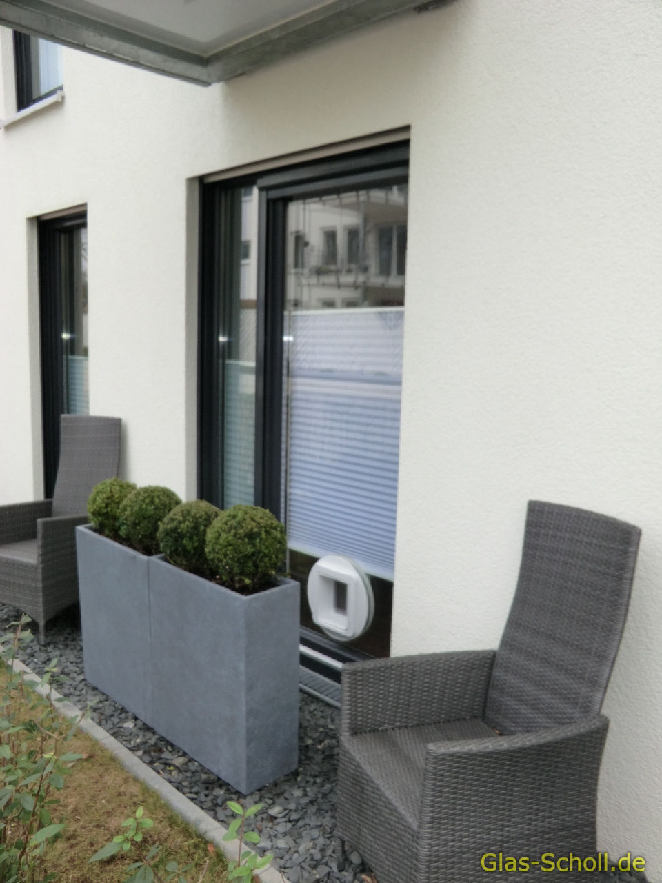 nachträglicher Katzenklappen Einbau in Isolierglas, Fenster, Türen, Balkonanlagen, Tierklappen, Hundeklappen von Glas Scholl