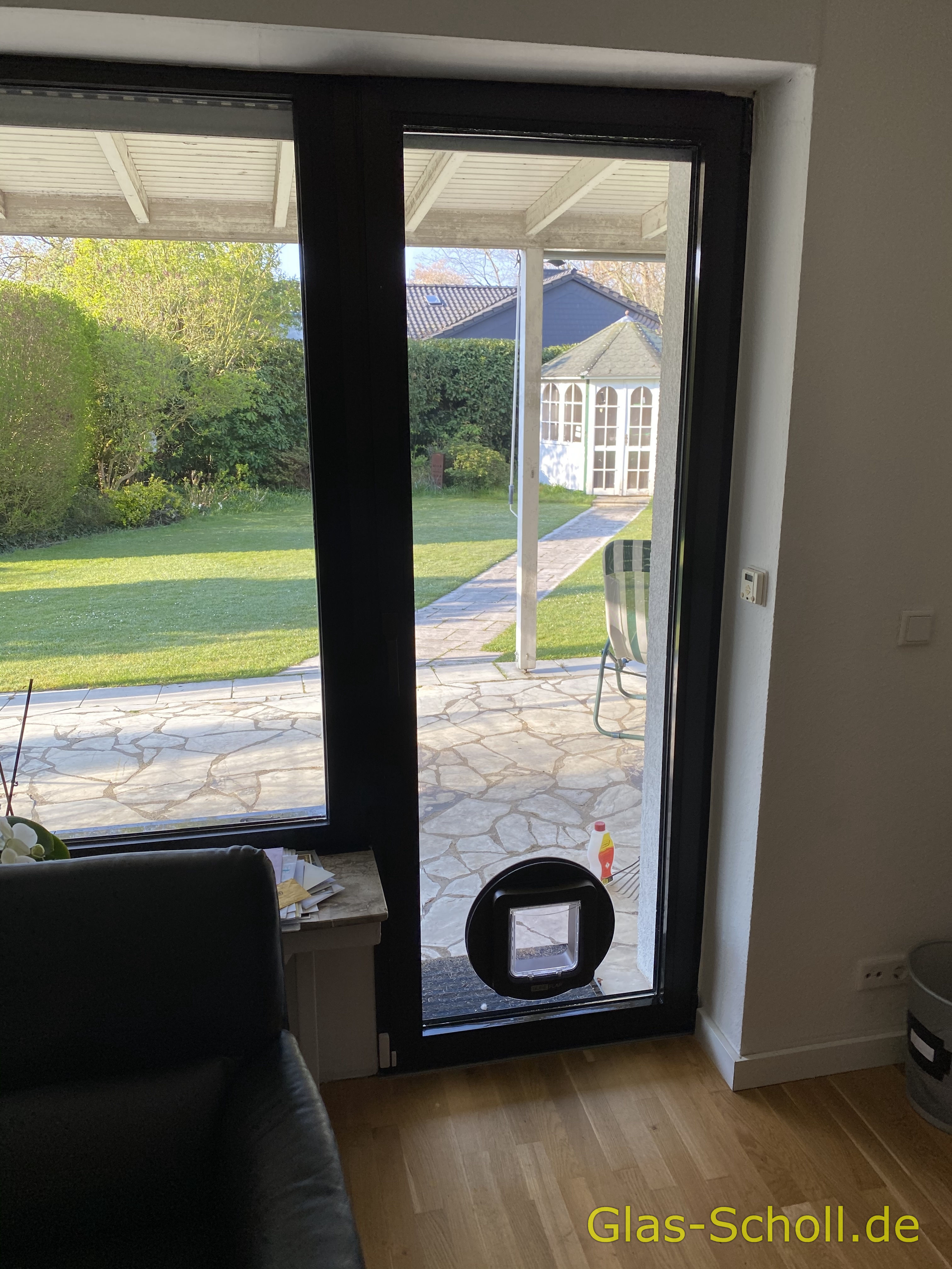 nachträglicher Katzenklappen Einbau in Isolierglas, Fenster, Türen, Balkonanlagen, Tierklappen, Hundeklappen von Glas Scholl