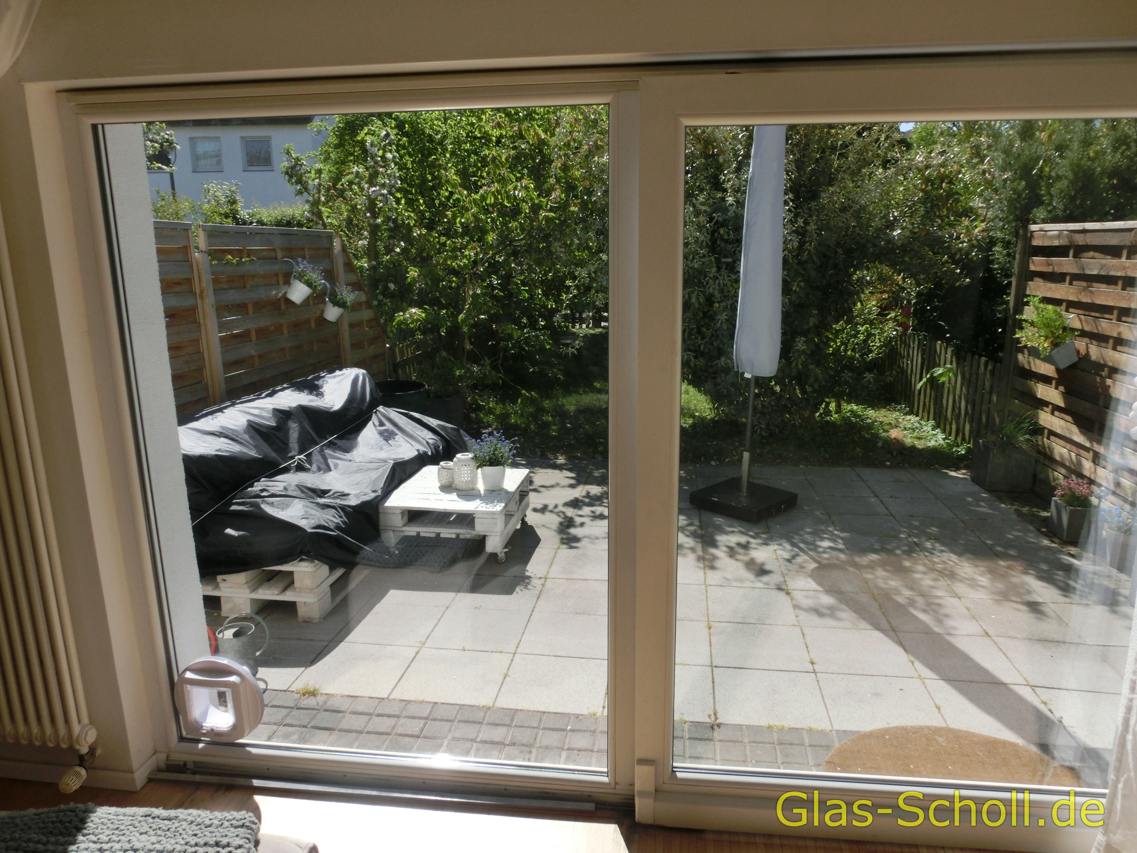 nachträglicher Katzenklappen Einbau in Isolierglas, Fenster, Türen, Balkonanlagen, Tierklappen, Hundeklappen von Glas Scholl