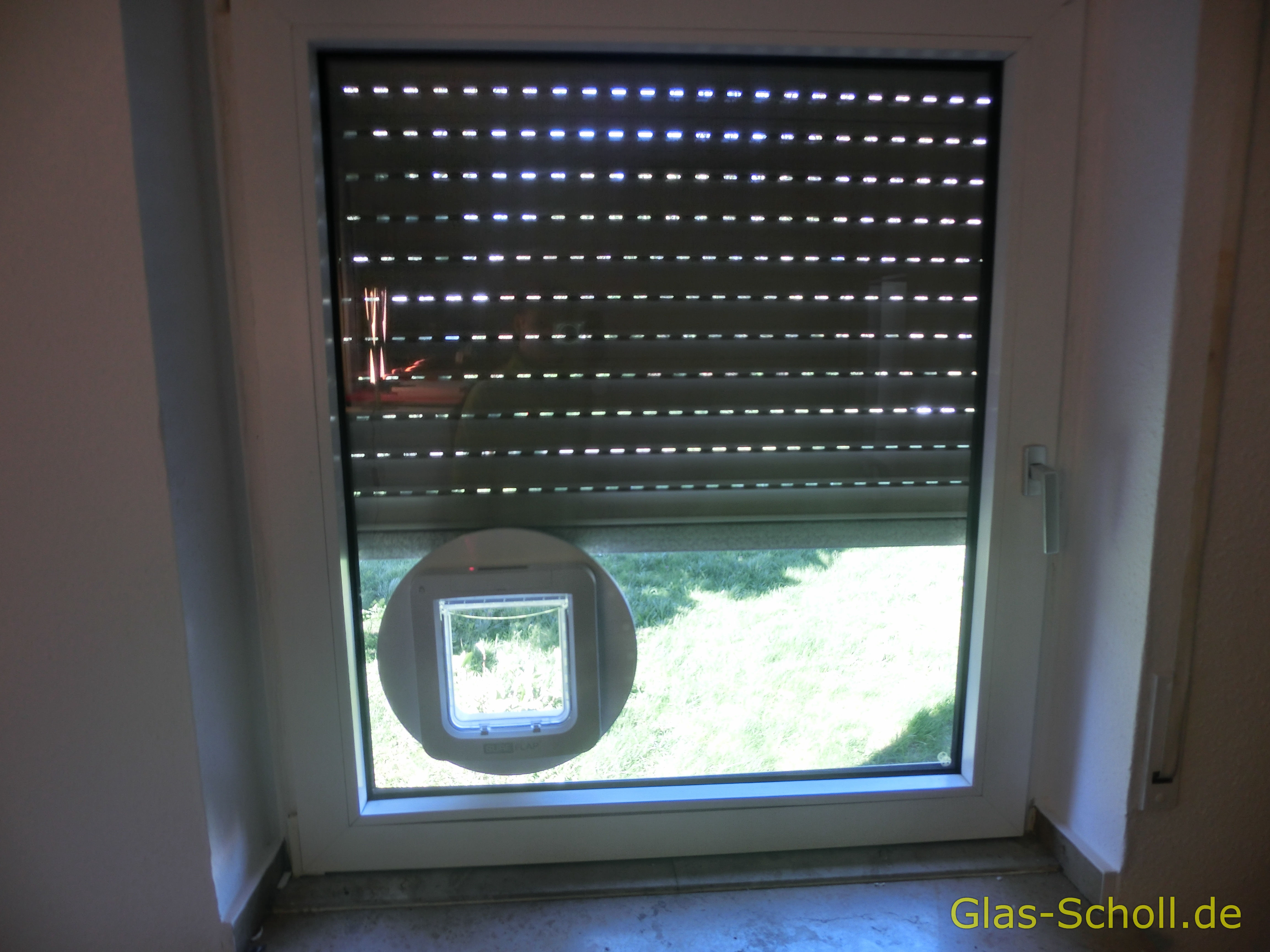 nachträglicher Katzenklappen Einbau in Isolierglas, Fenster, Türen, Balkonanlagen, Tierklappen, Hundeklappen von Glas Scholl