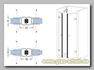 Glas Scholl Webshop, selbstklebende fluchtende 180 Grad Magnet-Duschdichtung  (2500mm) 8-12mm Glas
