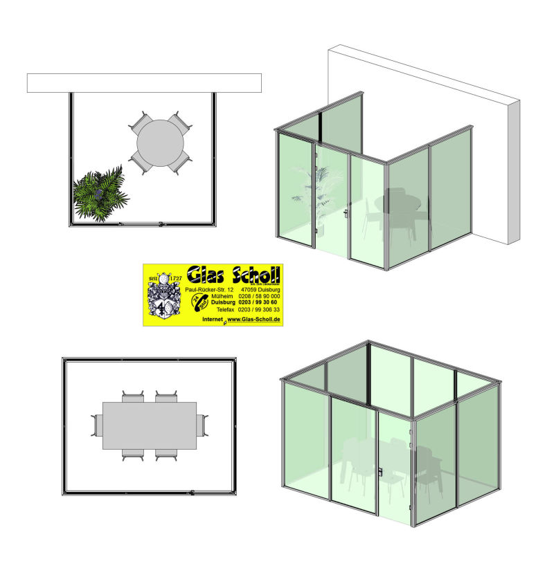 Glastrennwände ohne Deckenanbindung von Glas Scholl