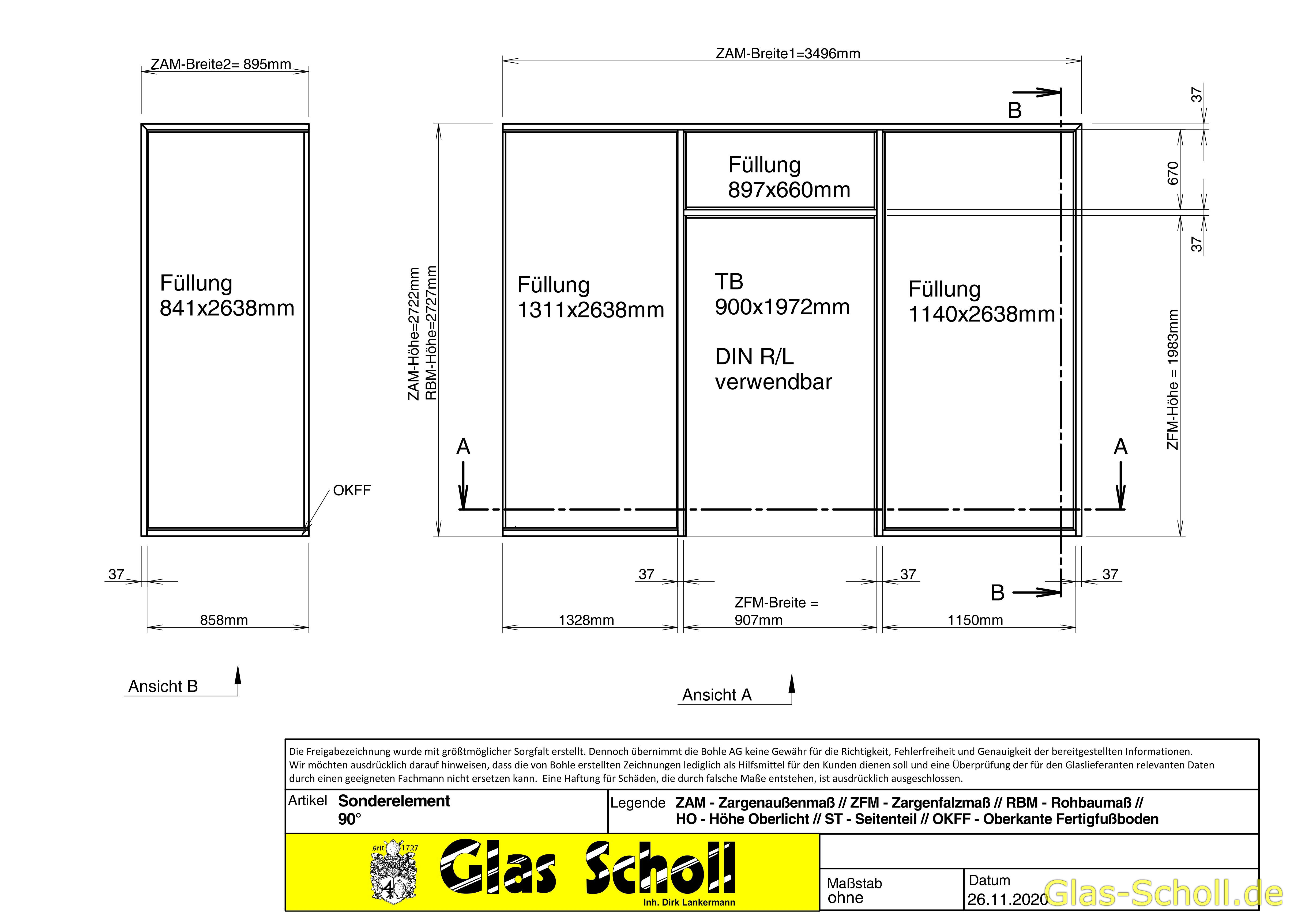 Wartezimmer mit Glaswand und Tür abgetrennt von Glas Scholl