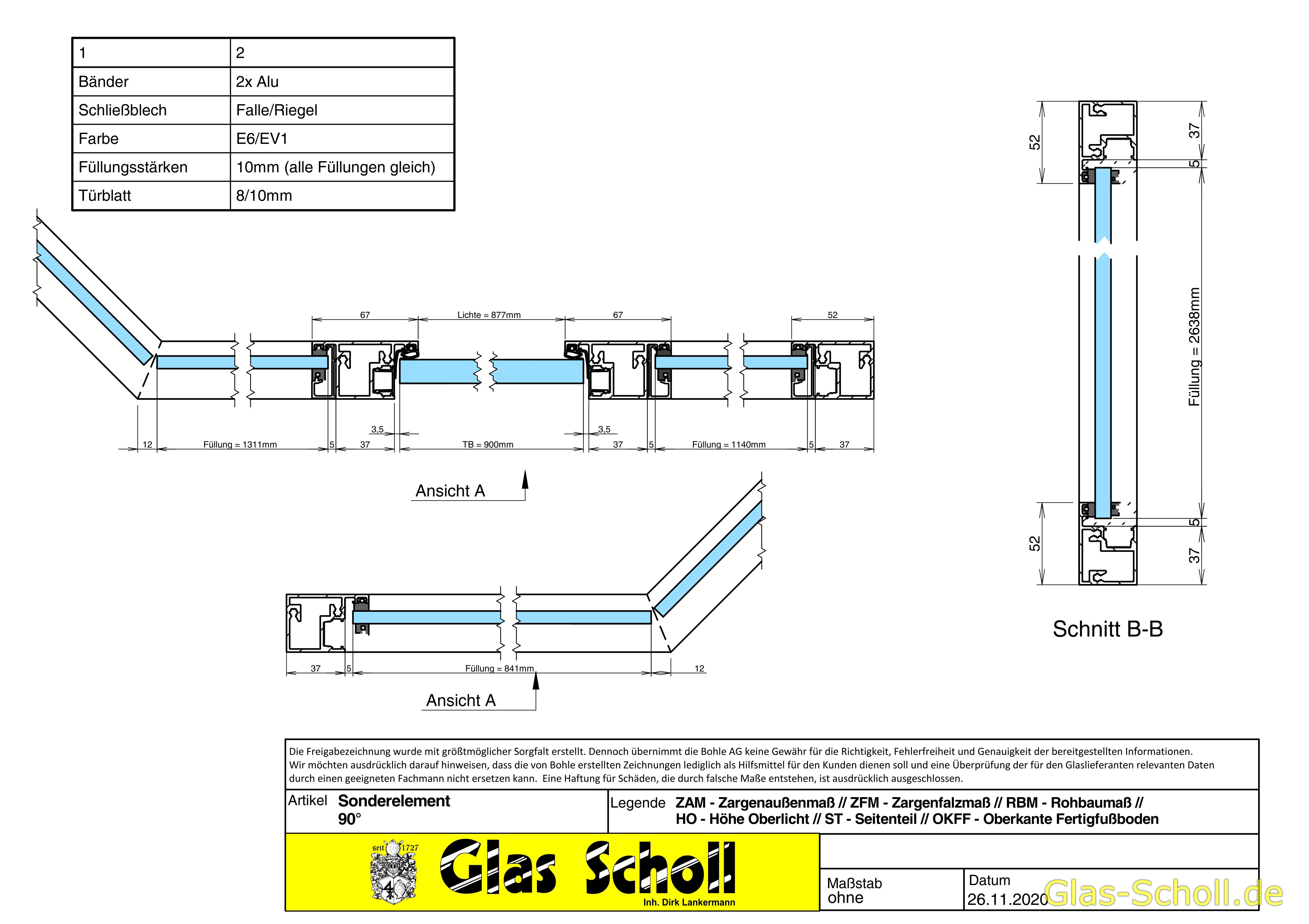 Wartezimmer mit Glaswand und Tür abgetrennt von Glas Scholl