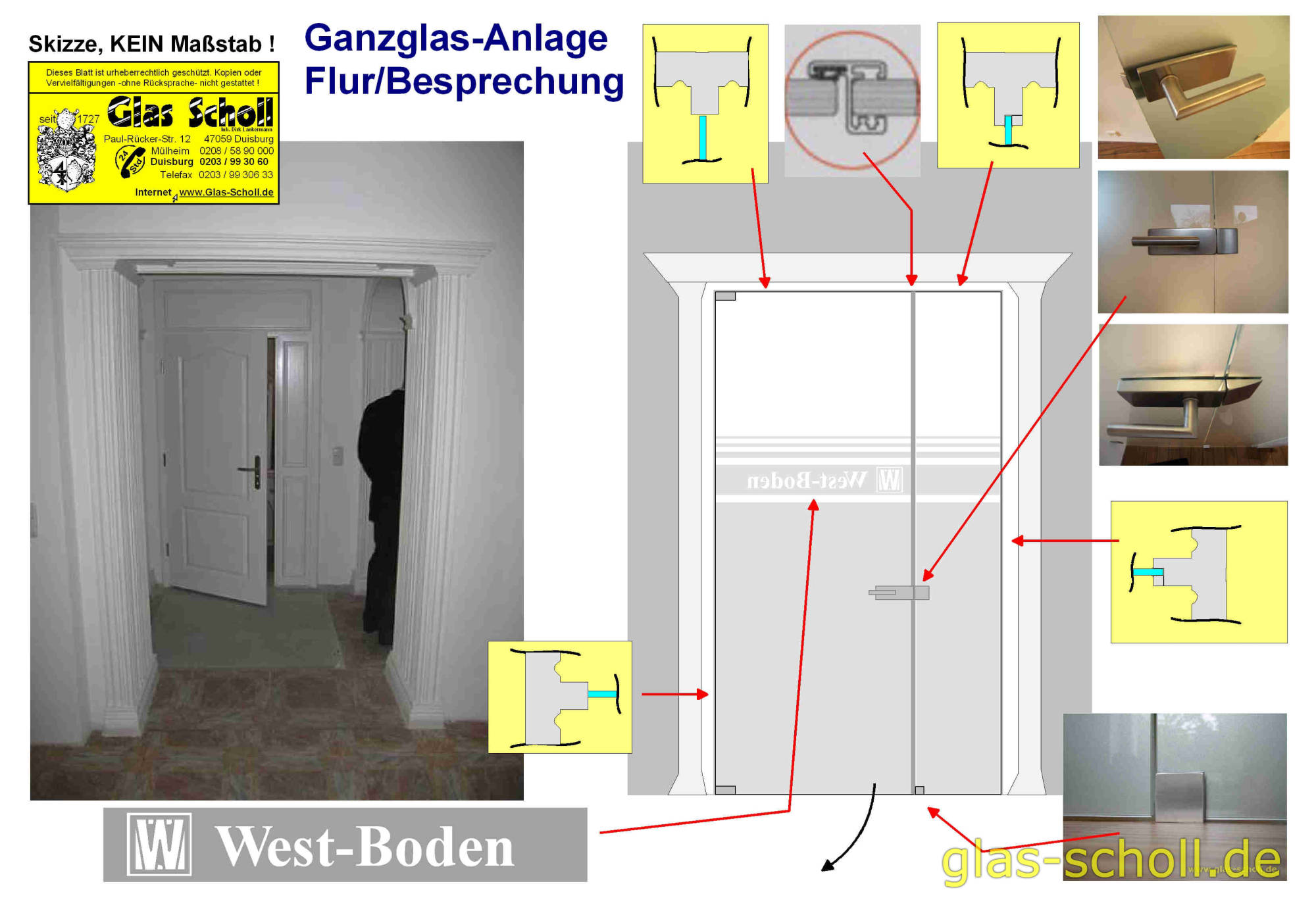 Ganzglas-Anlage in provilierter Zarge Glas Scholl