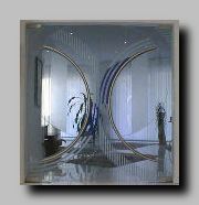 Designer Ganzglas-Anlage mit Farb-Siebdruck und gro�en Edelstahl-Griffen