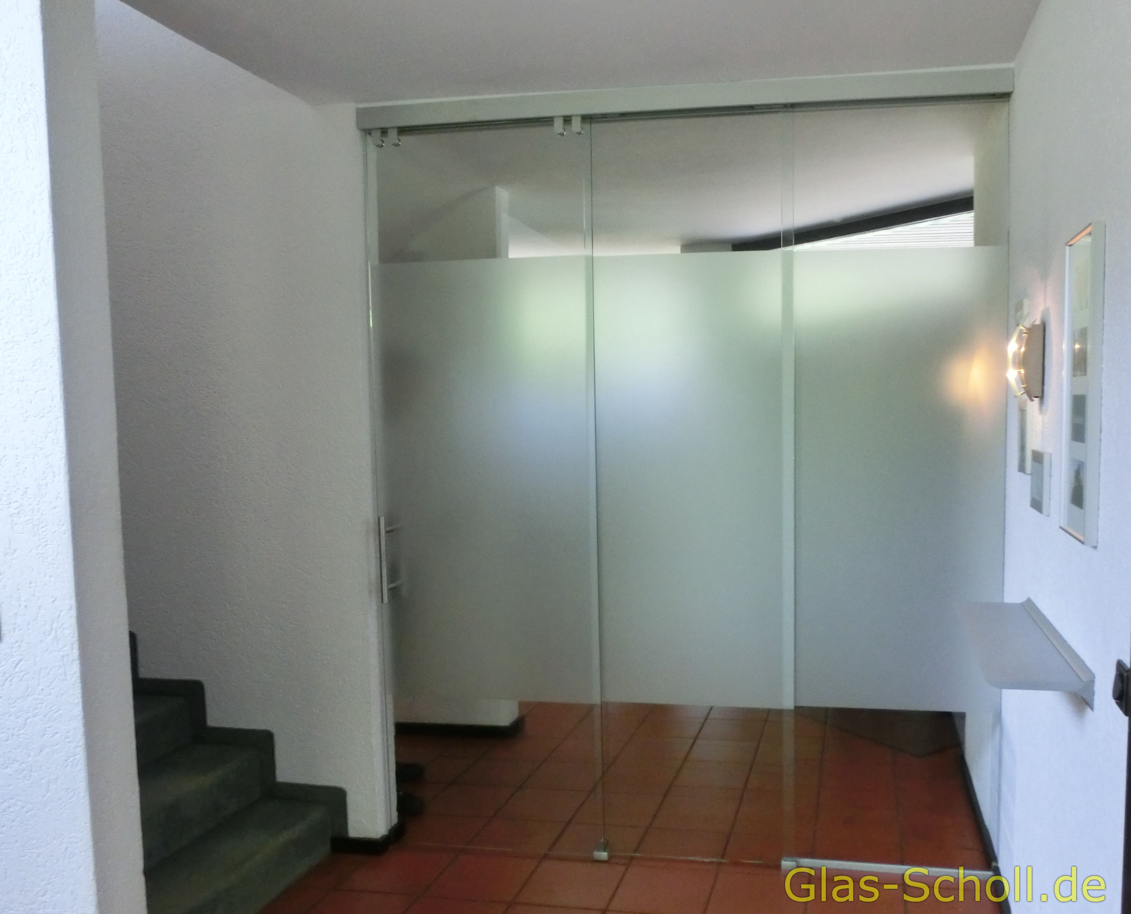 2 läufige synchrone Schiebetüranlage mit Softstop von Glas Scholl