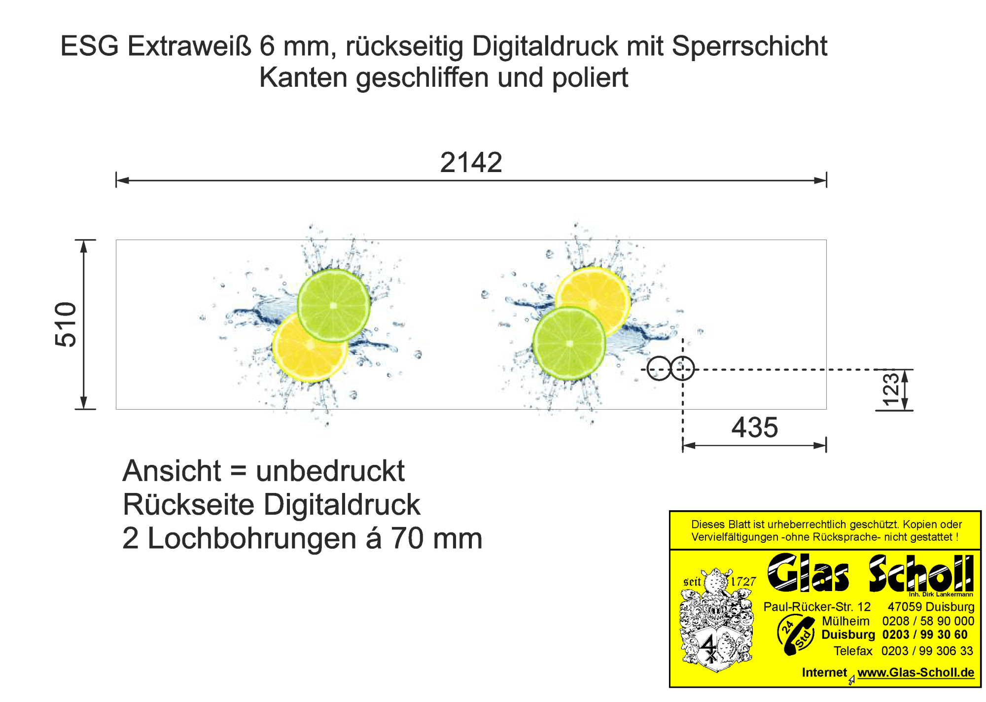 Preview Glas-Küchenrückwand mit Digitaldruck Zitrone von Glas Scholl