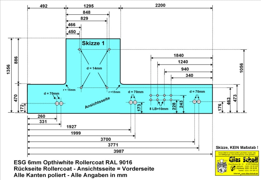Weissglas Modell-Küchenspritzschutz aus Glas 4m von www.glas-scholl.de