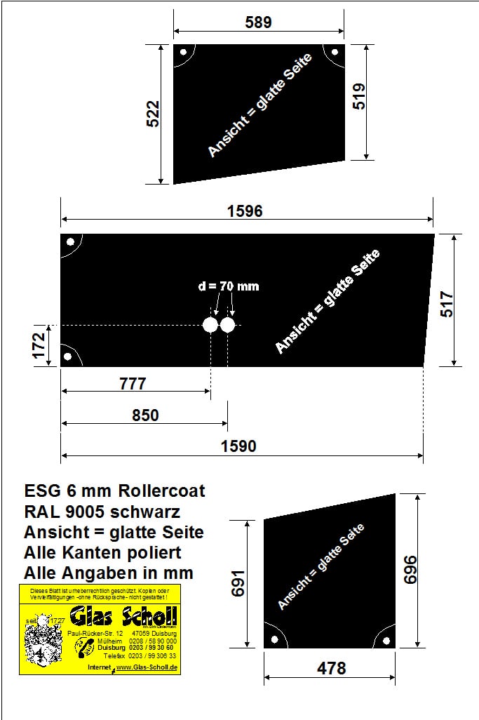 schwarzer Rundum-Küchenspritzschutz von www.glas-scholl.de
