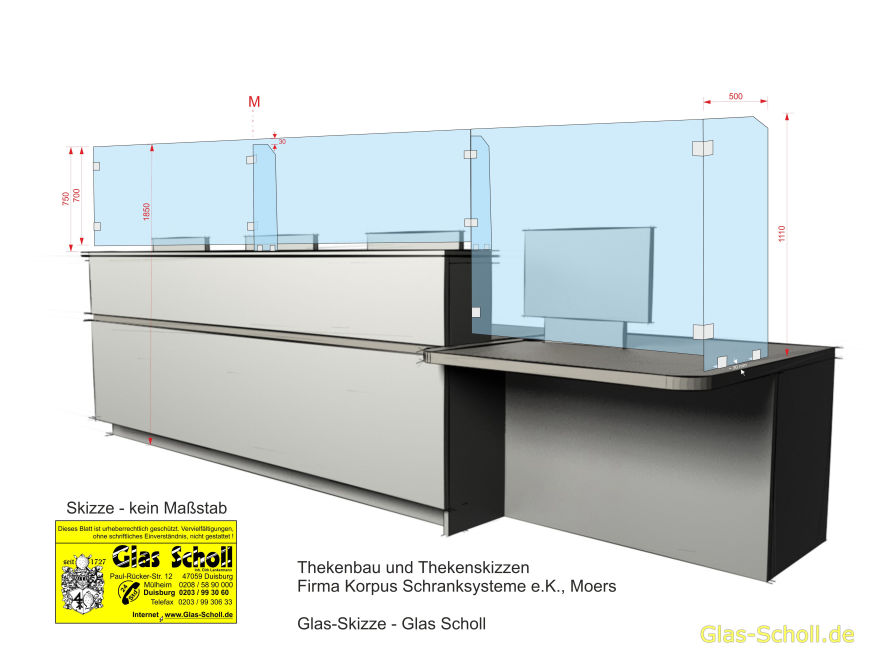 Hygiene- und Infektionsschutz an Empfangstheken mit Echtglas von Glas Scholl - Coronaschutz - Covid