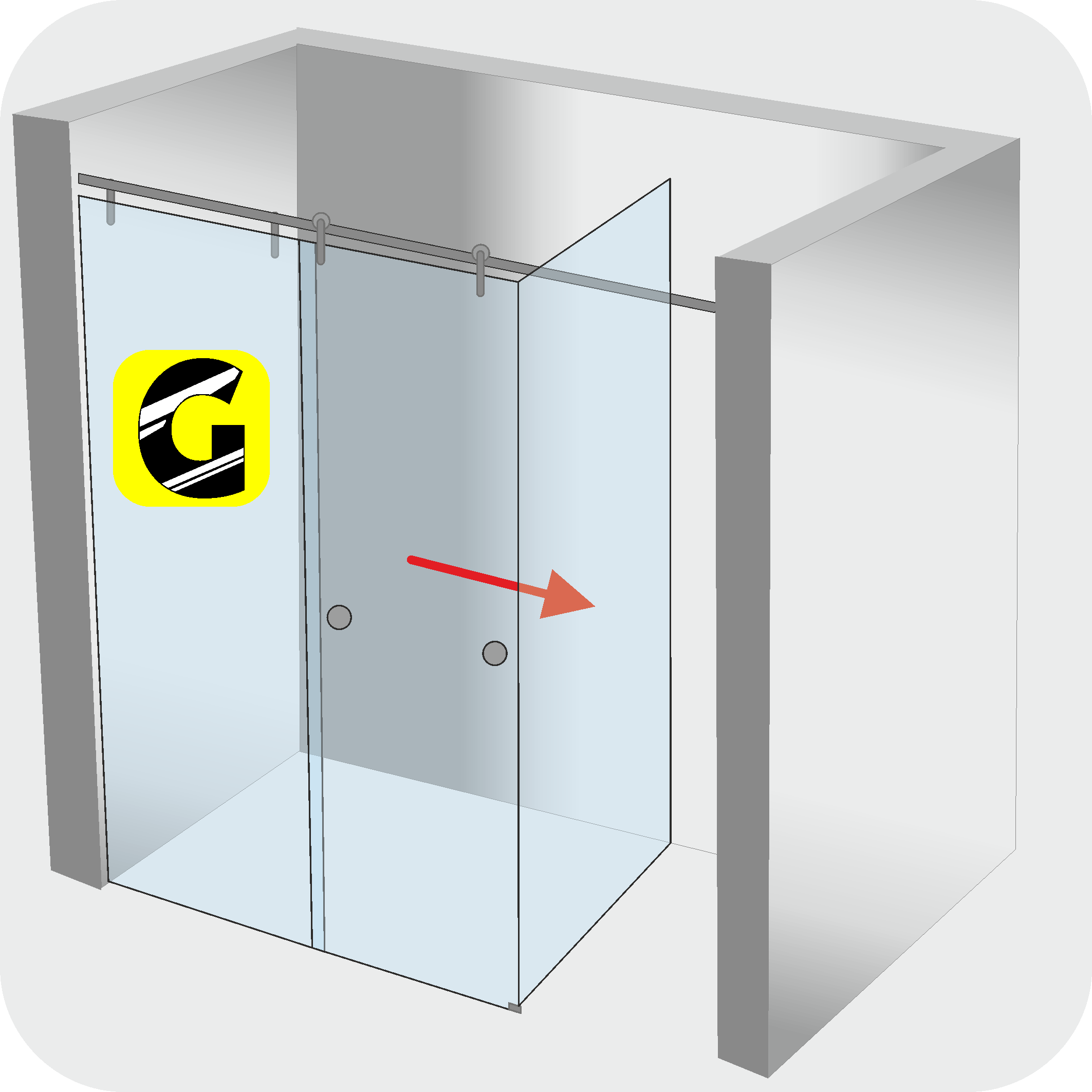 Schiebetür vor Dusch-WC-Bereich von Glas Scholl