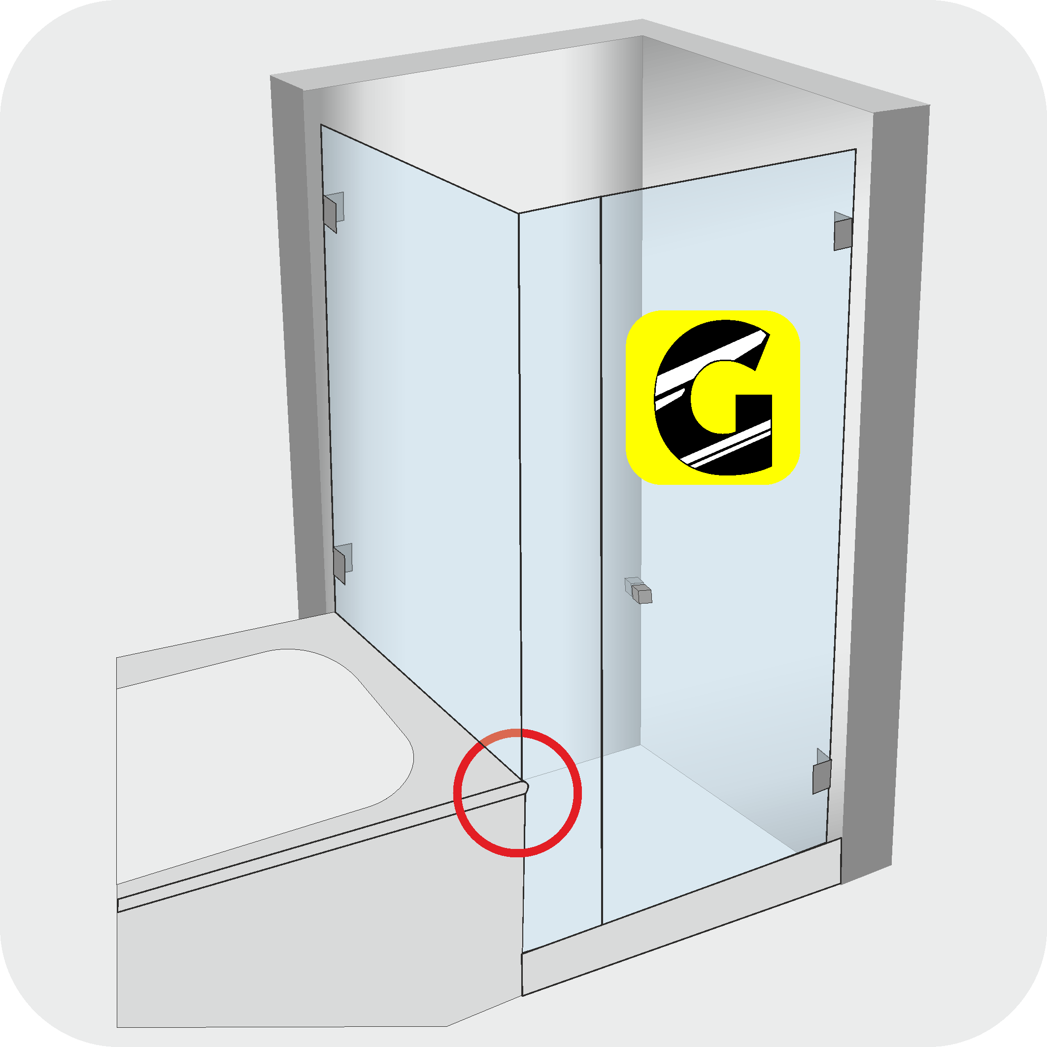 Wanne mit Wulst und Glas-CNC-Ausschnitt von Glas Scholl