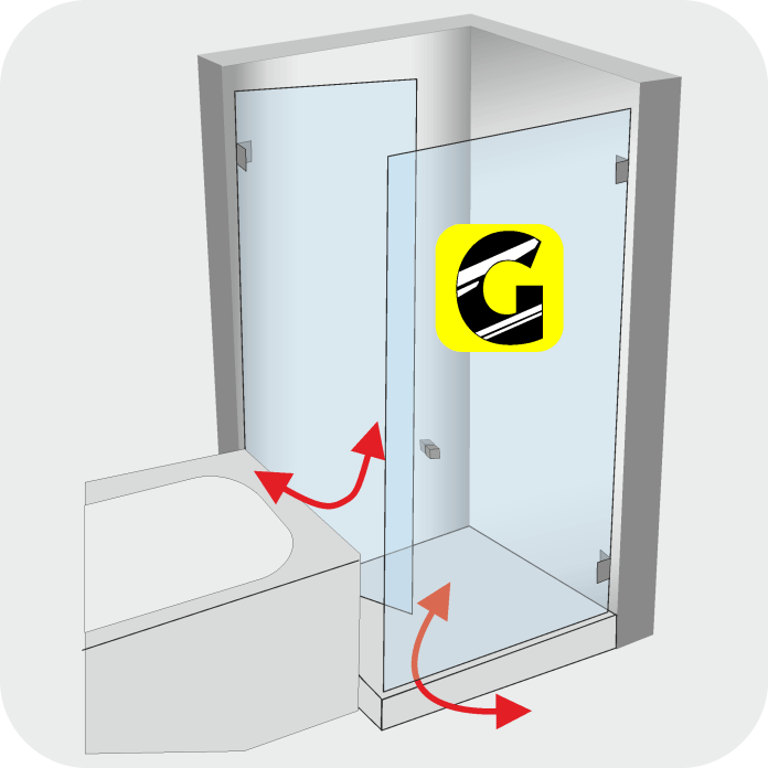 Doppelklapp Dusche neben Badewanne von Glas Scholl