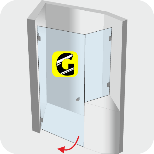 135° Dusche mit Seitenteil von Glas Scholl