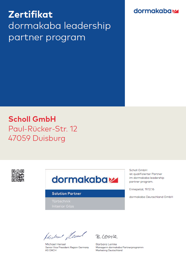 Glas Scholl Dorma Solution Partner - Türtechnik und Interior Glas