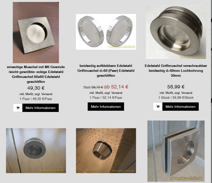 Griffmuscheln und Stoßgriffe für Glasschiebetüren von www.glas-scholl.de