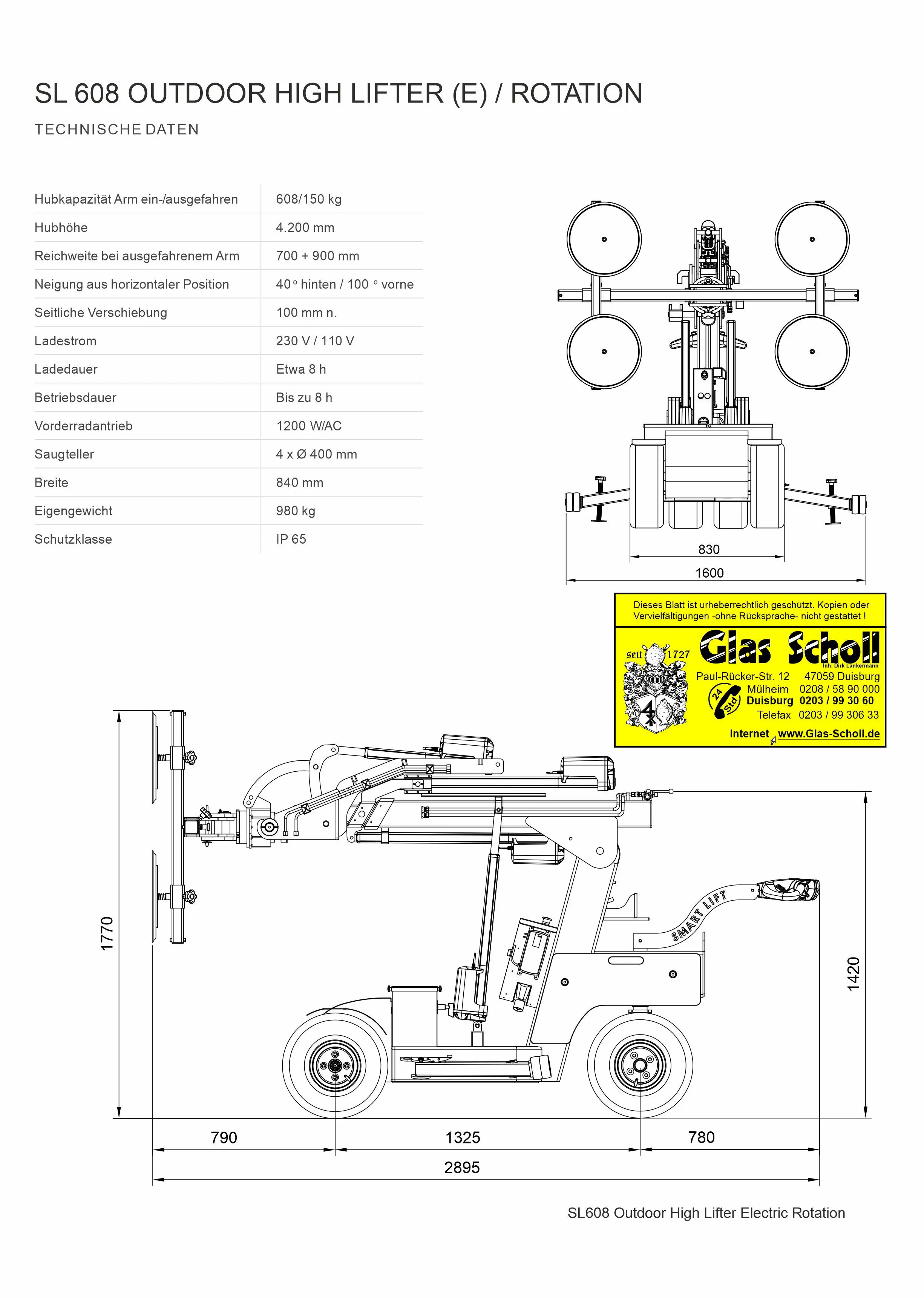 Sauganlage UPG-600-2 techn. Daten von Glas Scholl - Sauganlagenverleih