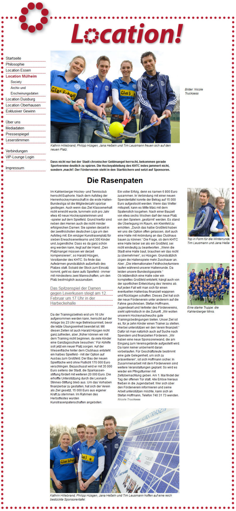 2012 - Hockey Team des KHTC mit neuen Trikots von Glas Scholl