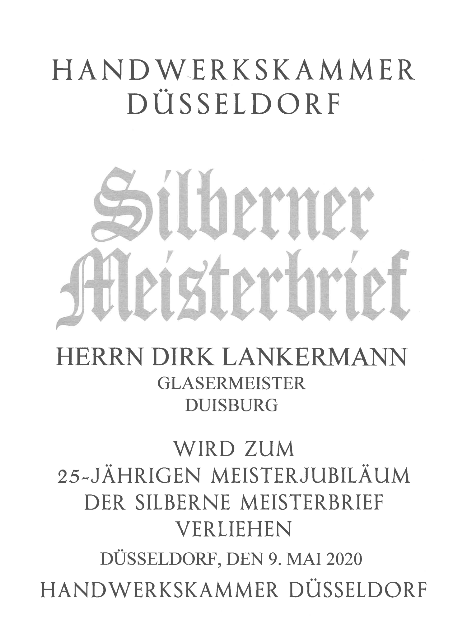 silberner Meisterbrief 2020